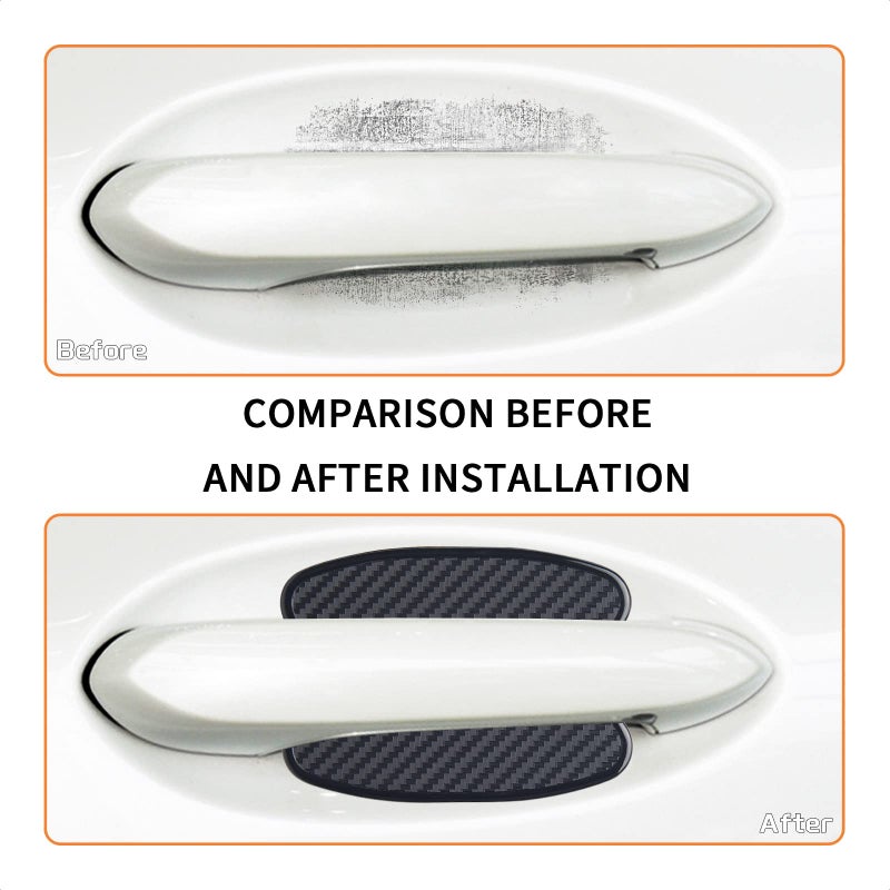 TANGSEN 4Pcs Universal 3D Carbon Fiber Texture Automotive Door Cup Handle Recess Paint Protector Cover Scratch Non-Marking TPU Personalize Pad Sticker (S) - Image 2
